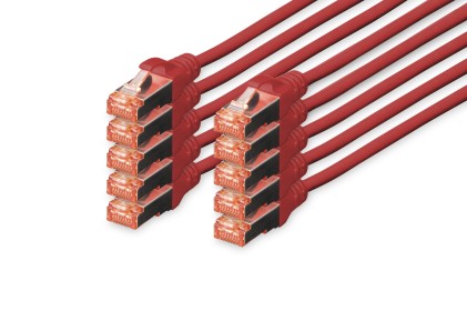 Confezione 10 Cavi Cat 6 Schermati S/Ftp Mt 5 Colore Rosso Digitus
