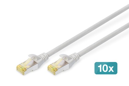 Cavo Patch Cat 6A S/Ftp, 10 Pezzi Lunghezza 0,5 Mt. Colore Grigio