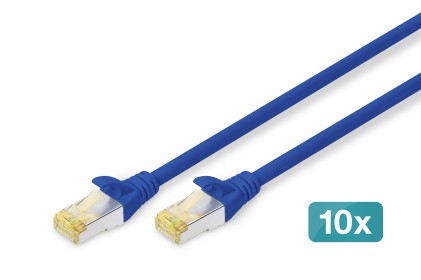Cavo Patch Cat 6A S/Ftp, 10 Pezzi Lunghezza 3 Mt. Colore Blu