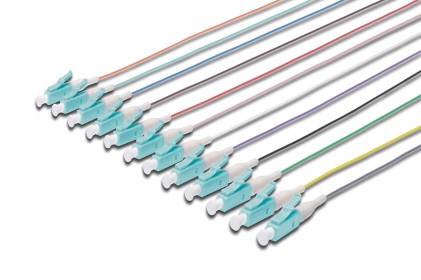 Set 12 Cavi Pigtail Fibra Ottica Colorati Connettori Lc Om3 50/125 Upc Simplex