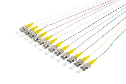 Set 12 Cavi Pigtail Fibra Ottica Colorati Connettori St Os2 9/125 Simplex