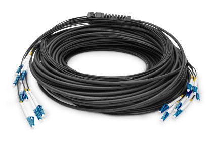 Cavo Breakout Universale In Fibra Ottica Dotato Di Terminali, Multimode Om4, 8 Fibre, Lc/Upc - Lc/Upc   50 Mt. Colore Nero
