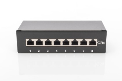 Mini Pannello Patch Con 8 Porte Schermate Cat. 5E Per Spazi Ridotti O Da Muro Cm 17X10,50