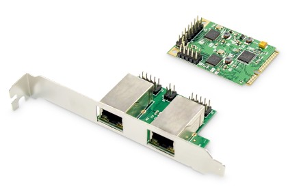 Gigabit Ethernet A 2 Porte Mini Pci Express Card Single Lane, Low Profile Bracket, Realtek Chipset