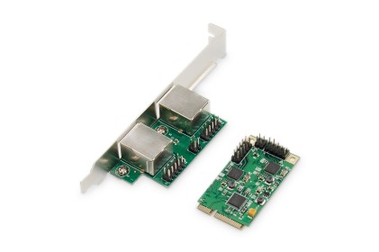 Gigabit Ethernet A 2 Porte Mini Pci Express Card Single Lane, Low Profile Bracket, Realtek Chipset
