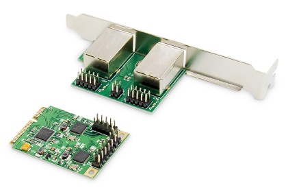 Gigabit Ethernet A 2 Porte Mini Pci Express Card Single Lane, Low Profile Bracket, Realtek Chipset