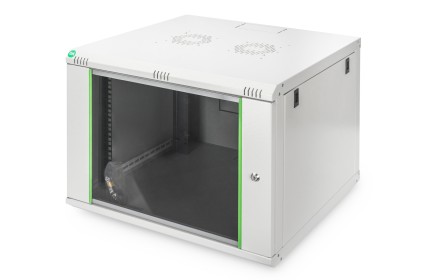 Armadio Rack 19" 7 Unita' Da Muro (A)416 X (L)600 X Profondita' 600 Mm. Colore Grigio Porta Vetro