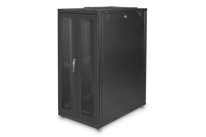 Armadio Rack 19&#34; 26 Unita&#39; Linea Server (A)1342 X (L)600 (P)1000Mm. Colore Nero Con Porta Traforata E Ruote
