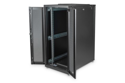 Armadio Rack 19&#34; 26 Unita&#39; Linea Server (A)1342 X (L)600 (P)1000Mm. Colore Nero Con Porta Traforata E Ruote