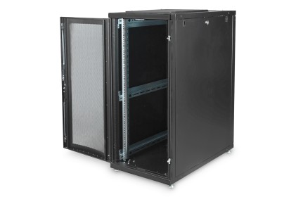 Armadio Rack 19&#34; 26 Unita&#39; Linea Server (A)1342 X (L)600 (P)1000Mm. Colore Nero Con Porta Traforata E Ruote