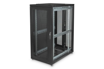 Armadio Rack 19&#34; 26 Unita&#39; Linea Server (A)1342 X (L)600 (P)1000Mm. Colore Nero Con Porta Traforata E Ruote