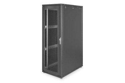 Armadio 36 Unita' Linea Server (A)1787 X (L)600 (P)1000Mm. Colore Nero Con Porta Traforata E Ruote
