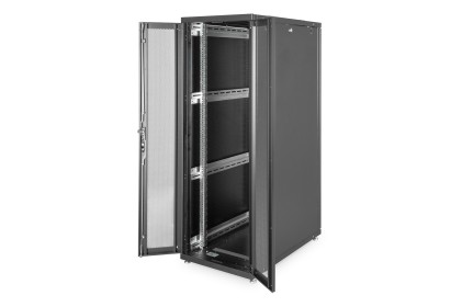 Armadio 36 Unita' Linea Server (A)1787 X (L)600 (P)1000Mm. Colore Nero Con Porta Traforata E Ruote