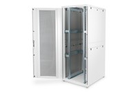 ARMADIO RACK 19" 42 UNITA  LINEA SERVER (A)1970 x (L)800 (P)1000MM. COLORE GRIGIO CHIARO CON PORTA TRAFORATA E RUOTE
