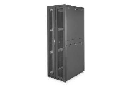 ARMADIO RACK 19" 42 UNITA  LINEA SERVER (A)1970 x (L)600 (P)1000MM. COLORE NERO CON PORTA TRAFORATA E RUOTE