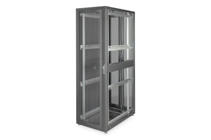 ARMADIO RACK 19" 42 UNITA  LINEA SERVER (A)1970 x (L)600 (P)1000MM. COLORE NERO CON PORTA TRAFORATA E RUOTE