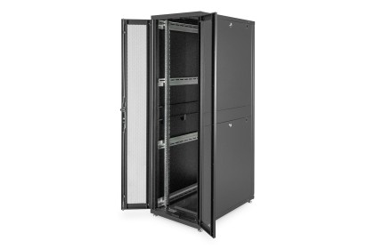 ARMADIO RACK 19" 42 UNITA  LINEA SERVER (A)1970 x (L)600 (P)1000MM. COLORE NERO CON PORTA TRAFORATA E RUOTE