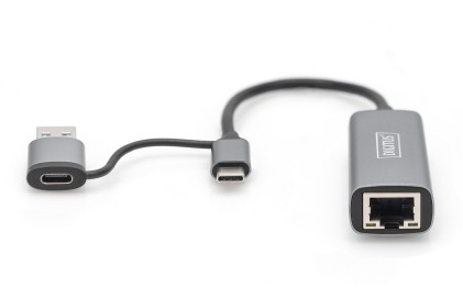 Digitus Adattatore Gigabit Ethernet Usb Type-C<Sup>™</Sup> 2.5G, Usb-C<Sup>™</Sup> + Usb A (Usb3.1/3.0)