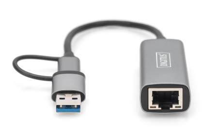 Digitus Adattatore Gigabit Ethernet Usb Type-C<Sup>™</Sup> 2.5G, Usb-C<Sup>™</Sup> + Usb A (Usb3.1/3.0)