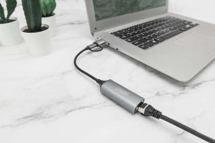 Digitus Adattatore Gigabit Ethernet Usb Type-C<Sup>™</Sup> 2.5G, Usb-C<Sup>™</Sup> + Usb A (Usb3.1/3.0)