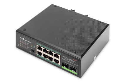 Switch Industriale 8 Porte Gigabit Poe Con 2 Sfp Ieee802.3Af/At, Din Rail