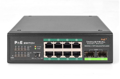 Switch Industriale 8 Porte Gigabit Poe Con 2 Sfp Ieee802.3Af/At, Din Rail