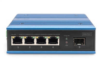 Digitus Switch Poe Di Rete Fast Ethernet A 4 Porte, Industriale, Non Gestito, 1 Collegamento Sfp