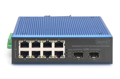 Switch Fast Ethernet Poe Industriale A 8+2 Porte