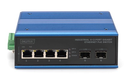 Switch Gigabit Ethernet Poe A 4+2 Porte Industriale