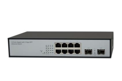 Switch Gigabit Per Reti 8 Porte Rj45 Con 2 Porte Sfp Per Fibra Ottica
