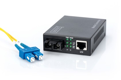 Convertitore 10/100/1000 Gigabit Media Converter Rj45 - Fibra Ottica Sc 1000Base-Lx