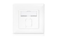 Placca A Muro Con 1 Connettore Rj45 Categoria 6A Per Reti Bianco