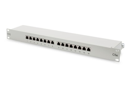 Pannello Patch 19&#34; Schermato Stp 16 Porte 8 Poli Rj45 Per Reti Categoria 5E - 1 Unita&#39;