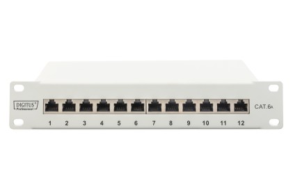 Pannello Patch Categoria 6A Schermato 12 Porte 10" Grigio 1U Digitus