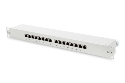 Digitus Pannello Patch 19&#34; Schermato 16 Porte 8 Poli Rj45 Per Reti Categoria 6 - 1 Unita Grigio