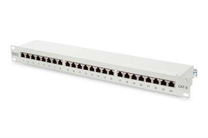 Pannello Patch 19" Schermato 24 Porte 8 Poli Rj45 Per Reti Categoria 6 - 1 Unità