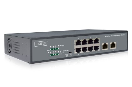 Switch 8 Porte Fast Ethernet Poe 120 Watt Con 2 Porte Uplink