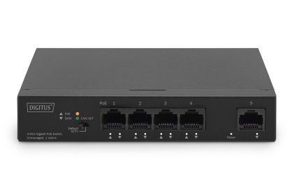 Digitus Switch 4 Porte Gigabit Poe Unmanaged, 1 Uplink