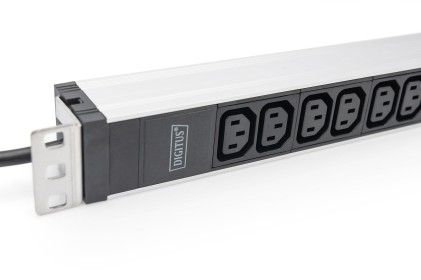 Digitus Presa Multipla Con Profilo In Allumino, 12X, Cavo Di Alimentazione Di 2 M, Spina Munita Di Messa A Terra