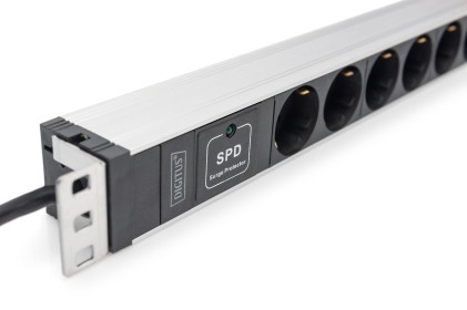 Digitus Presa Multipla Con Profilo In Alluminio, 7 Prese Munite Di Messa A Terra, Cavo Di Alimentazione Di 2 M Con Protezione Contro Le Sovratensioni