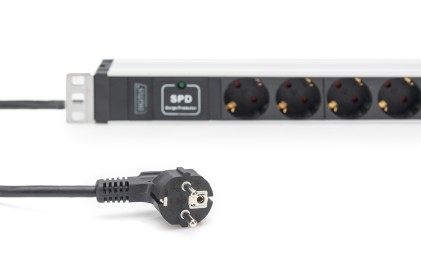 Digitus Presa Multipla Con Profilo In Alluminio, 7 Prese Munite Di Messa A Terra, Cavo Di Alimentazione Di 2 M Con Protezione Contro Le Sovratensioni