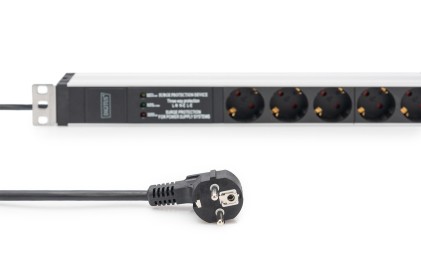 Digitus Presa Multipla Con Profilo In Alluminio E Protezione Contro Le Sovratensioni, Filtro Di Rete Integrato, 6 Prese Munite Di Messa A Terra, Cavo Di Alimentazione Di 2M, Spina Munita Di Messa A Terra