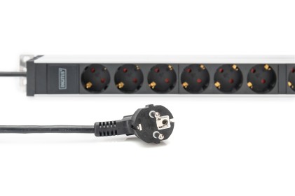 Multipresa Con Profilo In Alluminio 12 Porte Schuko Cavo Mt 2