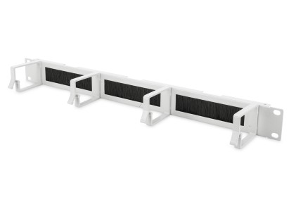 Listello Guidacavi Forato Con Spazzola Di Protezione Per Armadi 19&#34; (1 Unita&#39;) Grigio Con 4 Ganci