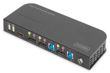 Switch Kvm Digitus 2 Porte 4K60Hz, 2 X Dp In, 1 X Dp/Hdmi Out