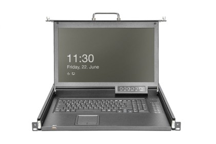 Console Kvm Modulare Hd Lcd Con Tft Da 17", Connessione Kvm Vga A 8 Porte, Touchpad, Layout Tastiera Italiana