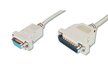 Cavo Seriale Rs232 Null Modem (Incrociato) Connettori 9 Poli Femmina 25 Maschio Mt 3