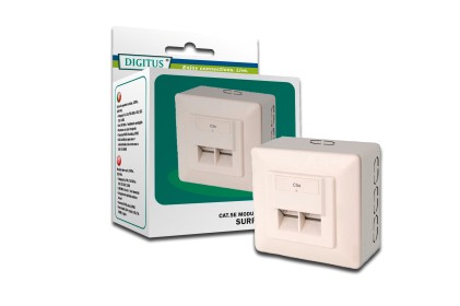 Presa Doppia A Muro Rj45 Schermata Stp Cat.5E 2 Connettori 8 Poli (Dn-9002-N)