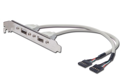 Pannello Slot Con 2 Connettori Esterni Usb 2,0 Tipo A, Femmina - Connettori Interni Alla Piastra Madre 2X5 Pin 2,54 Mm