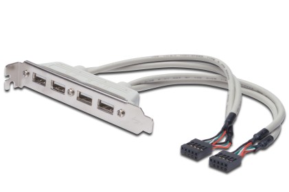 Piastrina Con 4 Connettori Usb 2.0 Tipo "A" Esterni - Connettore Alla Piastra Madre 2X10 Pin 2,54 Mm. (Ak 674-2/10)